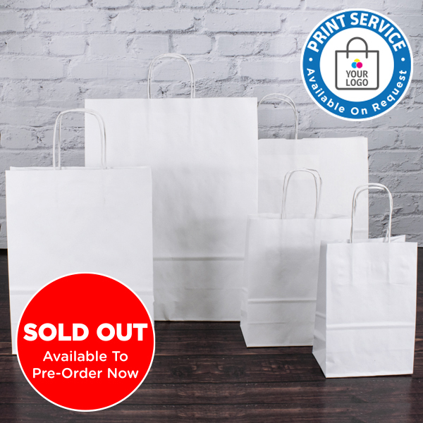 Small white paper carrier bags